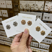 Tory Burch Milgrain Hex Stud Earrings