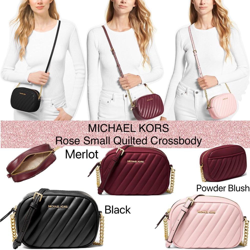 mk rose quilted crossbody