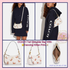  [美國代購] COACH Teri Shoulder Bag With Dancing Kitten Print