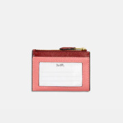 [美國代購] COACH Mini Skinny Id Case In Colorblock - Gold/Candy Pink Multi