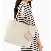 Kate Spade ♠️ Ava Reversbile Tote 雙面兩用袋（加附coin purse) - Color: Parchment