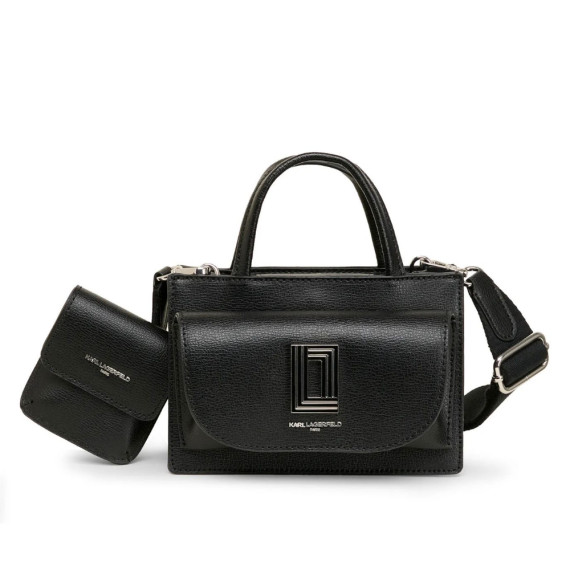 [美國代購] Karl Lagerfeld Paris Mini Leather Top Handle Bag - Color: Black