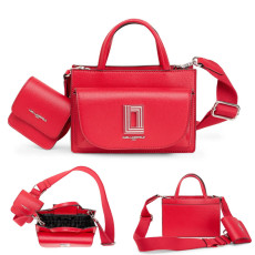 [美國代購] Karl Lagerfeld Paris Mini Leather Top Handle Bag - Color: Crimson