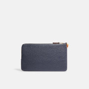 COACH Double Zip Wallet In Colorblock Signature Canvas - Color: Gold/Chalk Multi