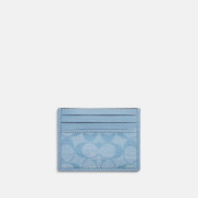 COACH Slim Id Card Case In Signature Chambray - Color: Silver/Light Blue