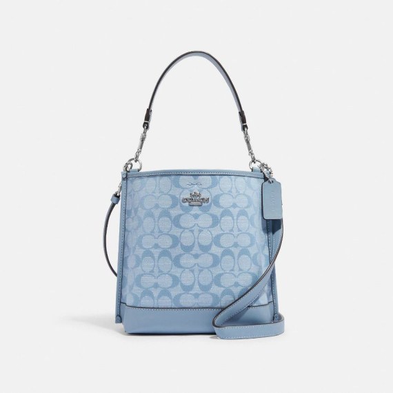 COACH Mollie Bucket Bag 22 In Signature Chambray - Color: Silver/Cornflower Multi