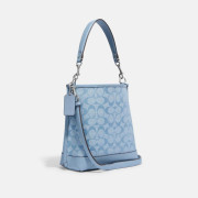 COACH Mollie Bucket Bag 22 In Signature Chambray - Color: Silver/Cornflower Multi