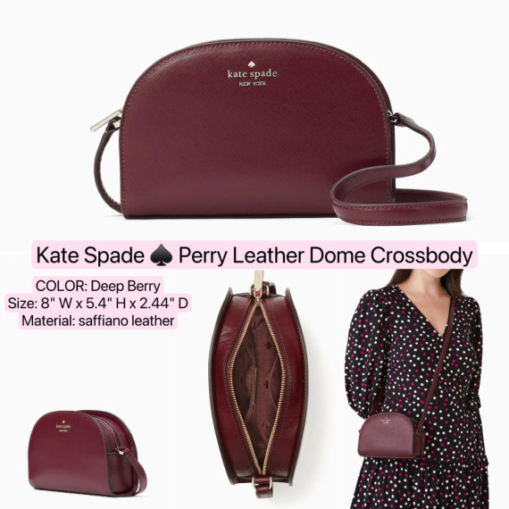 Kate Spade ♠️ Perry Leather Dome Crossbody - Color: Deep Berry