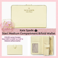 Kate Spade ♠️ Staci Medium Compact Bifold Wallet - Color: Lemon Fondant