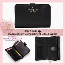 Kate Spade ♠️ Staci Medium Compact Bifold Wallet - Color: Black