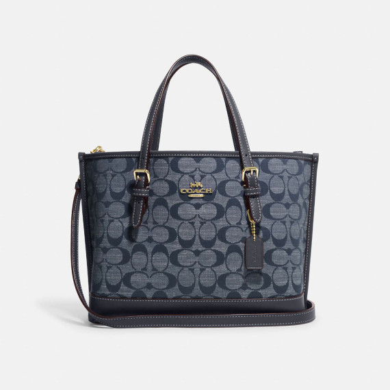 COACH Mollie Tote 25 in Signature Chambray - Color: Gold/Denim Multi