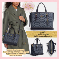 COACH Mollie Tote 25 in Signature Chambray - Color: Gold/Denim Multi