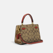 COACH Mini Lane Top Handle In Signature Canvas - Color: Gold/Black Multi