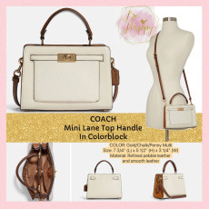 COACH Mini Lane Top Handle In Signature Canvas - Color: Gold/Chalk/Penny Multi