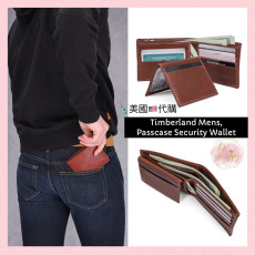 [美國代購] Timberland Mens 100% Leather Passcase Security Wallet - Color: Tan