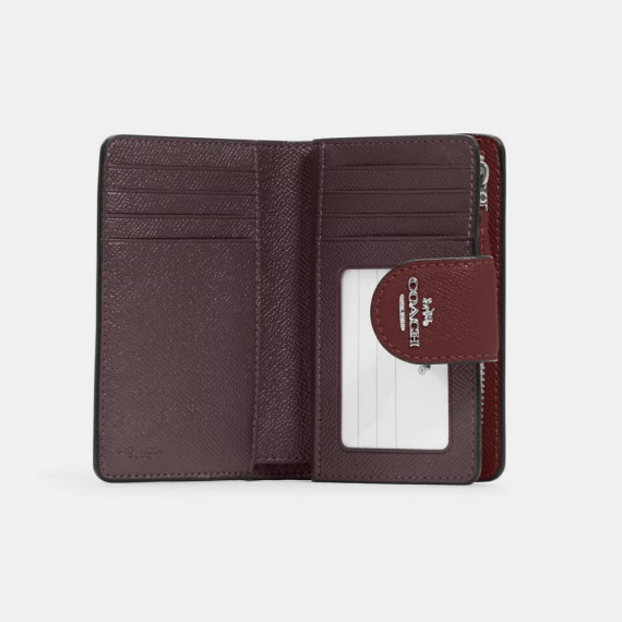 [美國代購] COACH Medium Corner Zip Wallet - COLOR: Silver/Wine