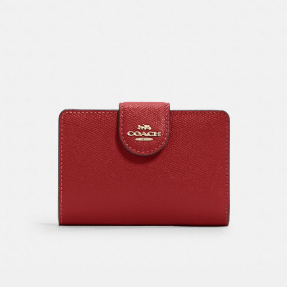 [美國代購] COACH Medium Corner Zip Wallet - COLOR: Gold/1941 Red