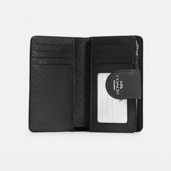 [美國代購] COACH Medium Corner Zip Wallet - COLOR: Silver/Black