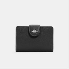 [美國代購] COACH Medium Corner Zip Wallet - COLOR: Silver/Black