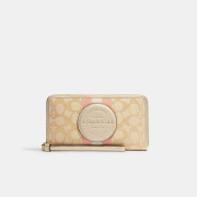 [美國代購] COACH Dempsey Large Phone Wallet In Signature Jacquard With Stripe And Coach Patch - COLOR: Im/Lt Khaki/Metallic Soft Gold