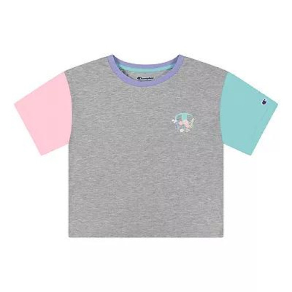 [美國代購] Champion Girls Floral Bouquet Colorblock Tee - Color: Oxford Heather