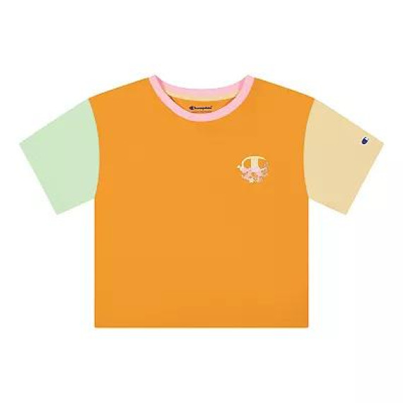 [美國代購] Champion Girls Floral Bouquet Colorblock Tee - Color: Capri Orange