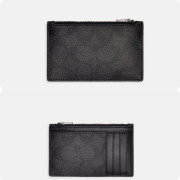 [美國代購] COACH Zip Card Case In Signature Canvas - Gunmetal/Black Black