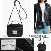 [美國代購] Michael Kors Small Quilted Leather Top Handle Crossbody Bag In Black