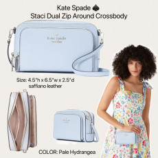 [美國代購] ♠️Kate Spade ♠️ staci dual zip around crossbody - Color: Pale Hydrengea