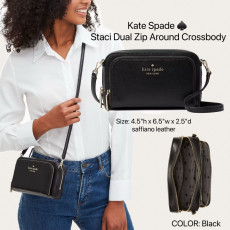 [美國代購] ♠️Kate Spade ♠️ staci dual zip around crossbody - Color: Black