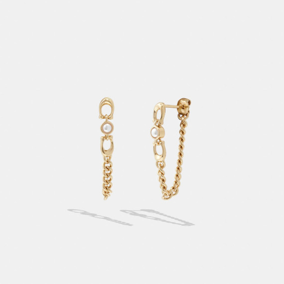 美國代購  COACH Signature Chain Earrings COLOR: GOLD