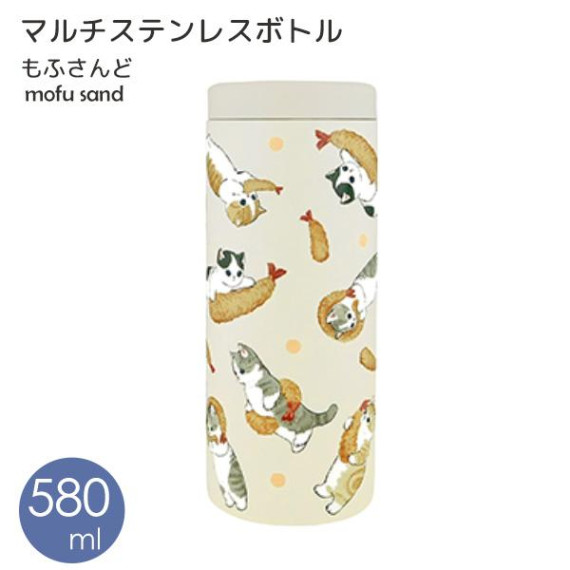 [日本直送] Mofusand 多功能大容量不鏽鋼保溫瓶 580ml - 炸蝦貓 [現貨]