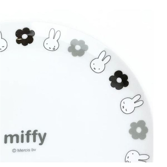 [日本直送] 日本製 Miffy 花朵系列陶瓷製圈形碟 16cm - 黑白